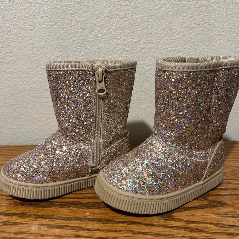 Cat &Jack Pink Sparkle Little Girls Boots - Picture 3 of 8